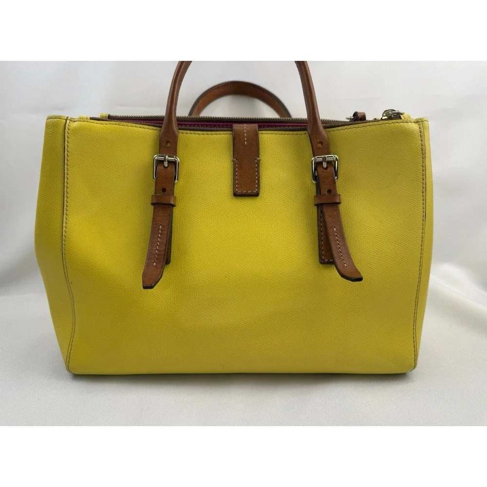 Dooney & Bourke Claremont Miller Yellow‎ Leather Satchel Purse Handbag